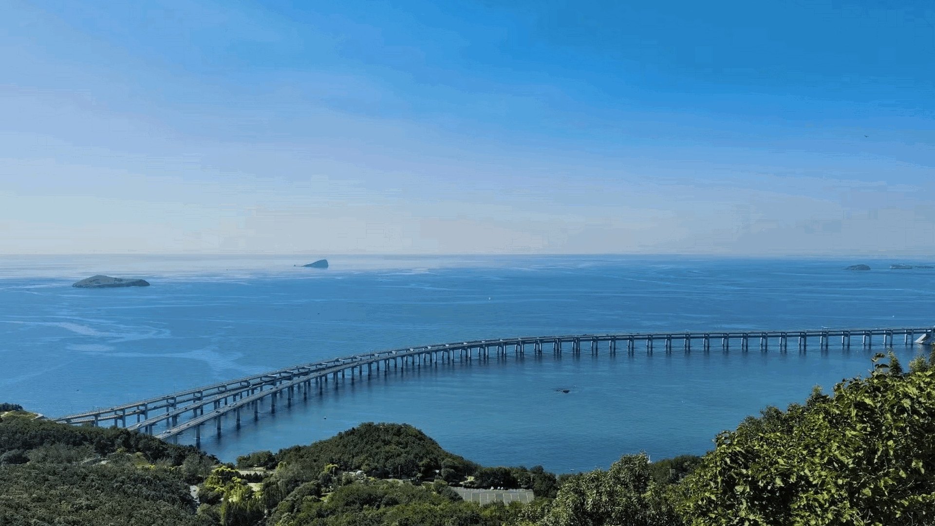 大连星海湾跨海大桥与海岸线城市风光